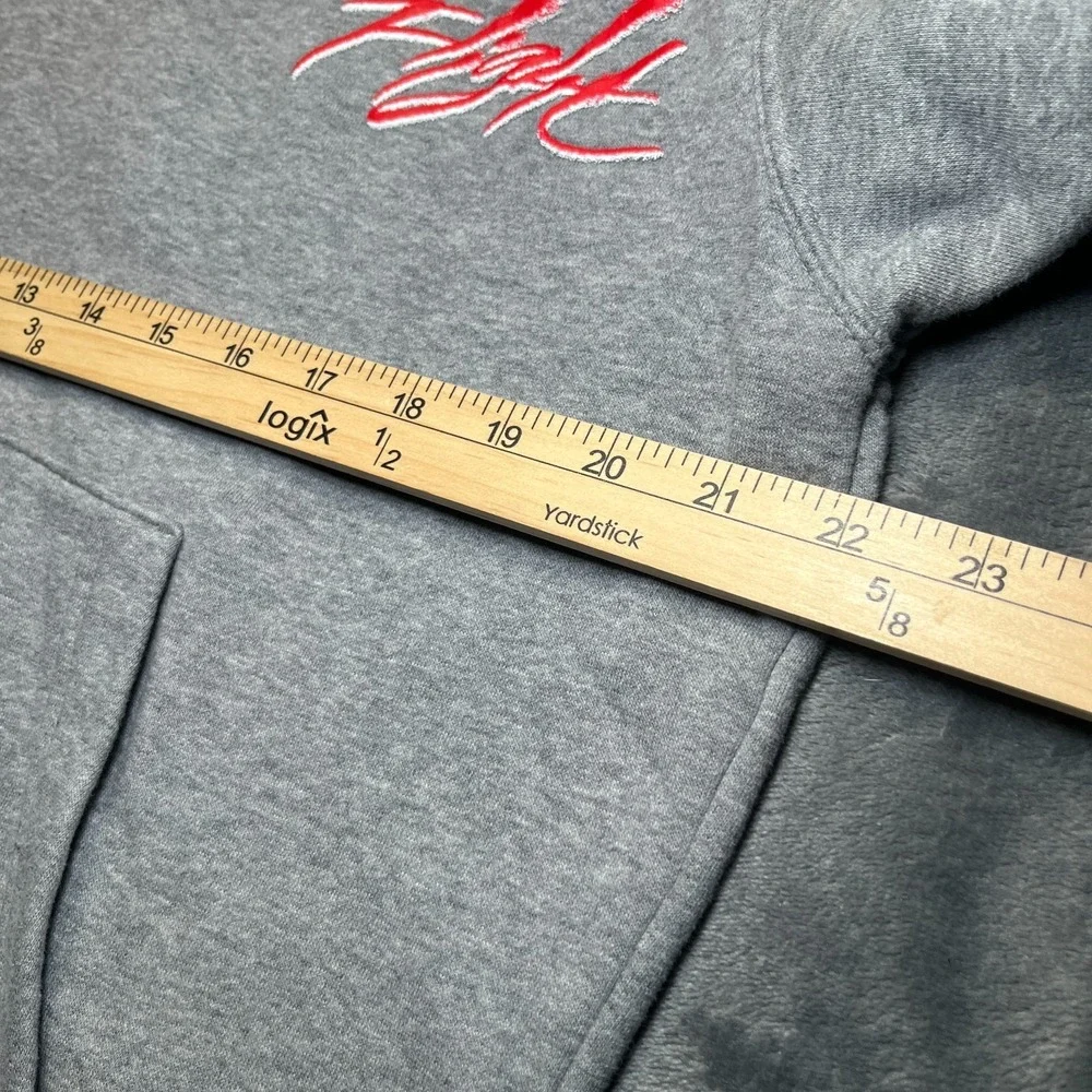 Vtg Air Jordan Flight Hoodie Men's Medium Gray Red Script Jumpman Double Sided